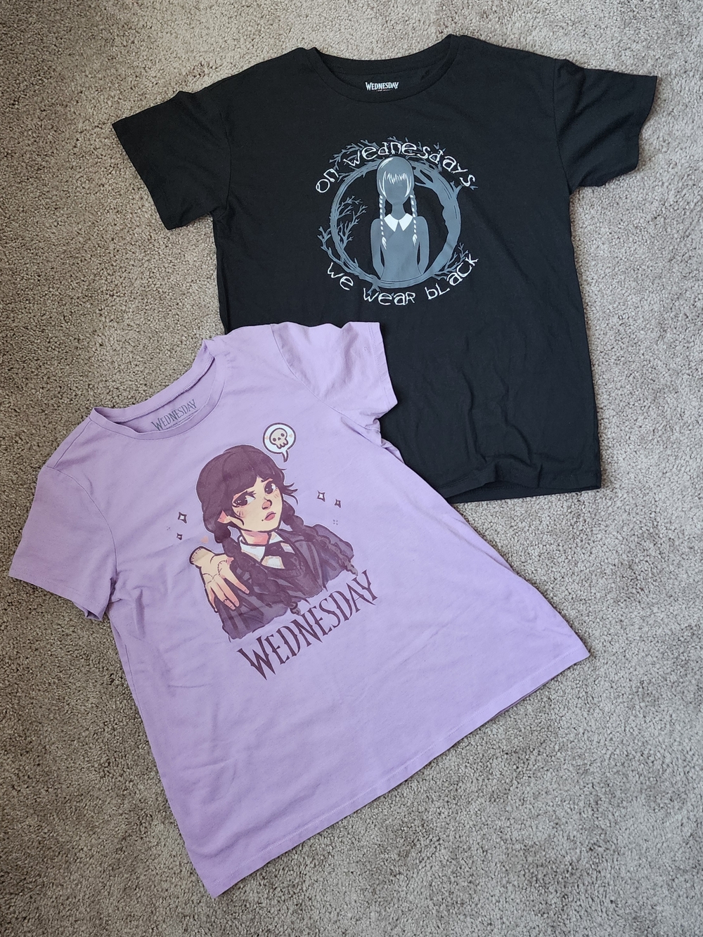 Wednesday Graphic Tee for Kids - Black & Lavender